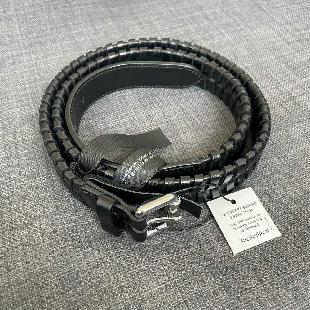 Massimo Dutti Black Summer Wicker Belt